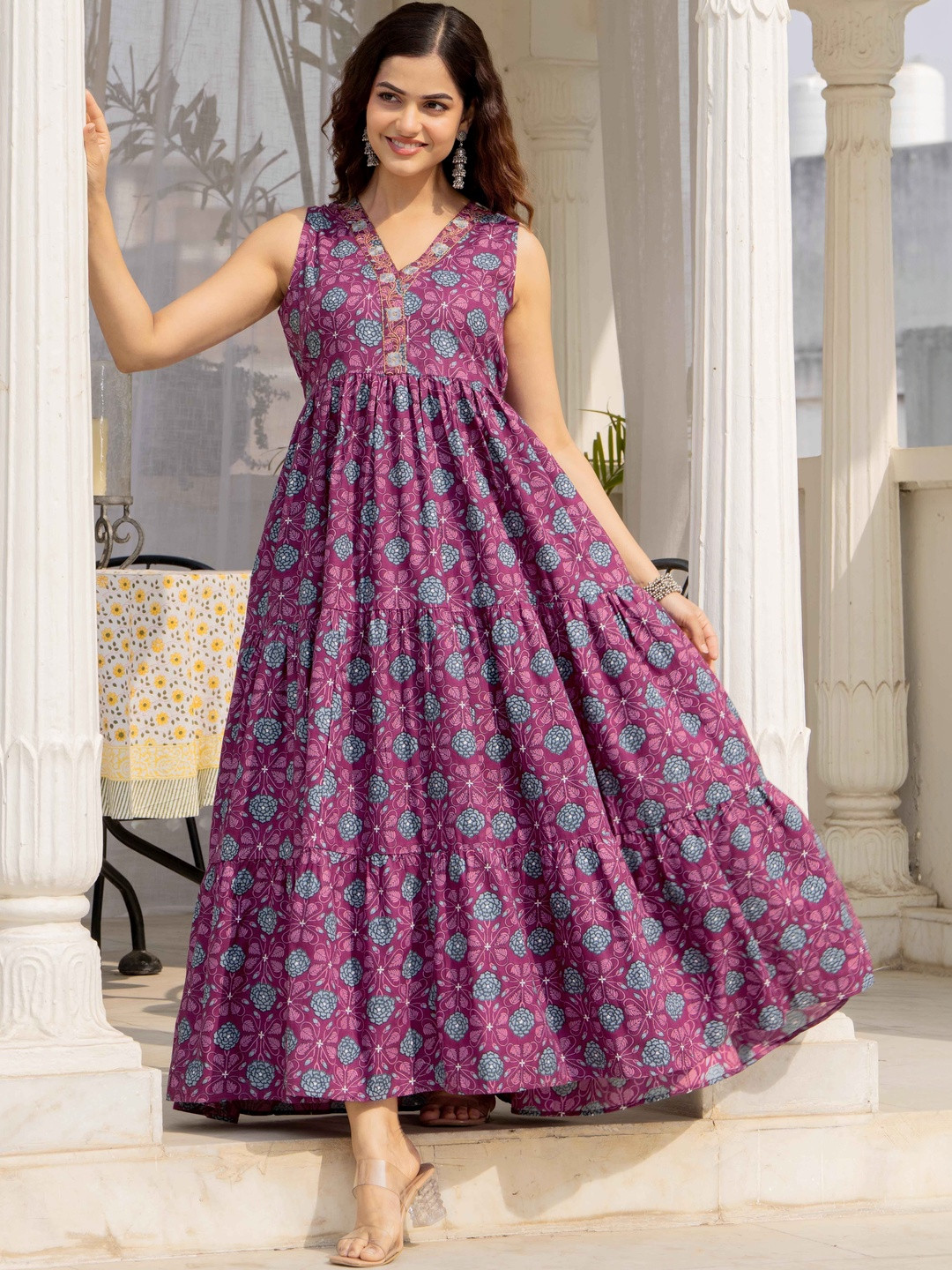 RD FAB Floral Print A-Line Maxi Dress