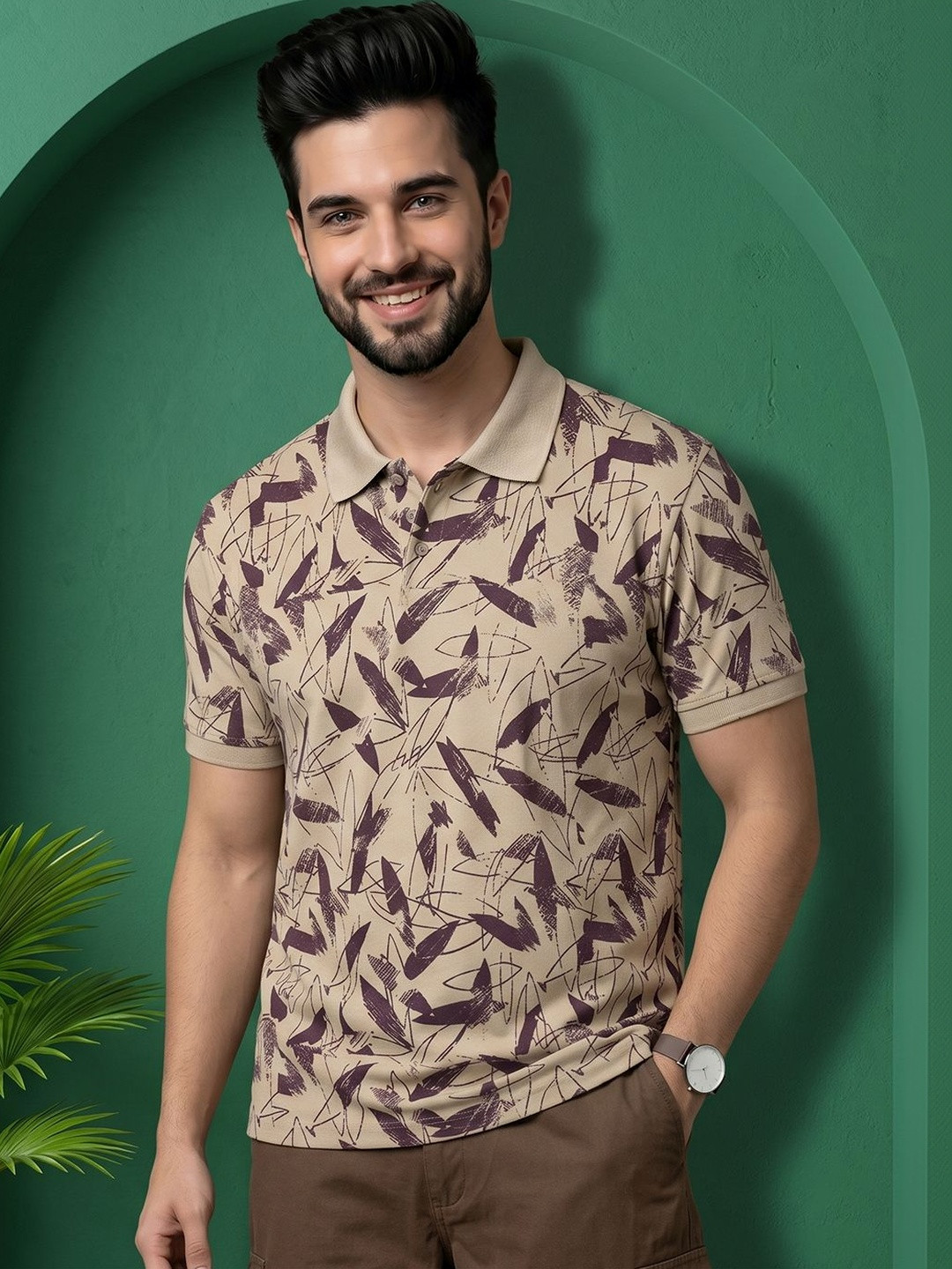 SZN Men Printed Polo Collar T-shirt