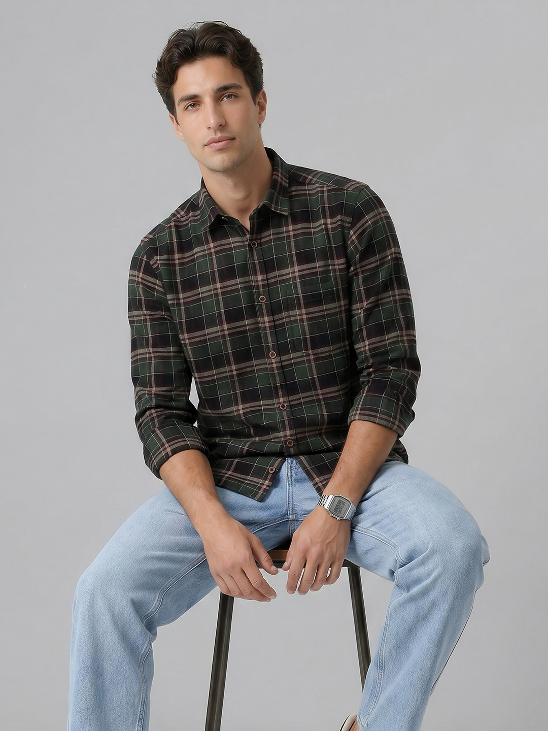 Indian Terrain Checked Pure Cotton Casual Shirt