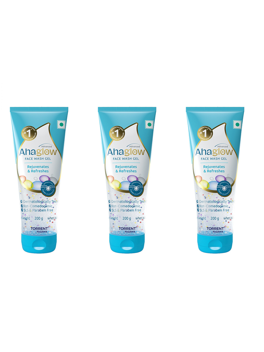 Ahaglow Set Of 3 Glycolic Acid Advanced Face Wash Gel - 200 g Each