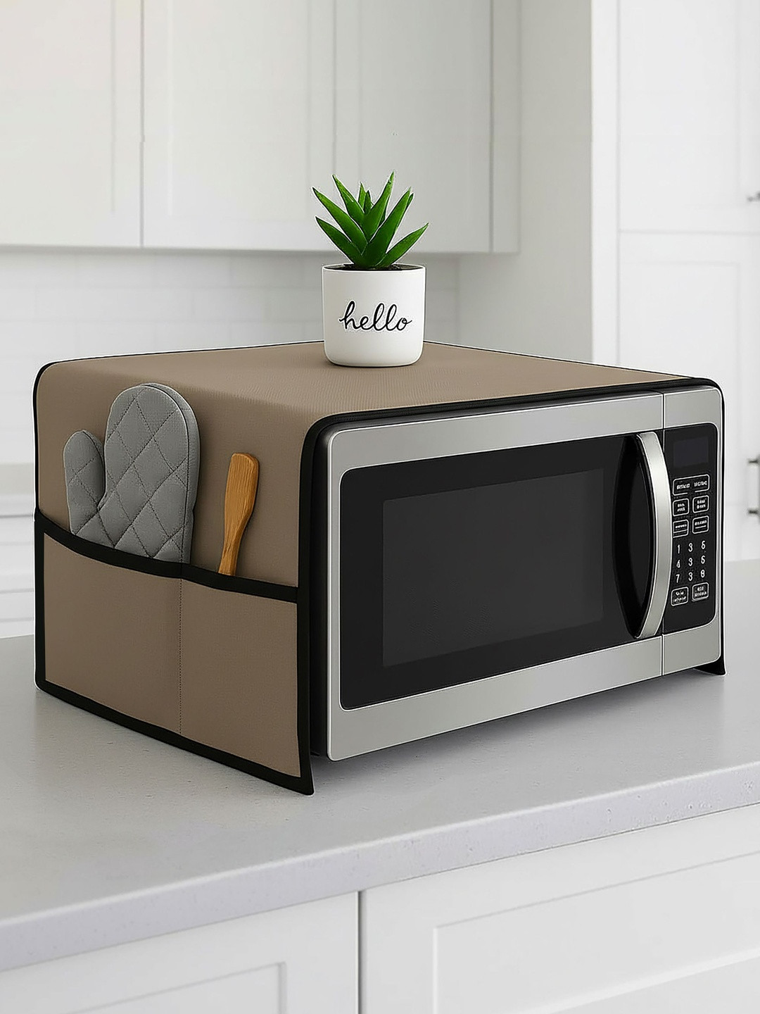 Fancy Walas Brown Microwave Oven Appliance cover