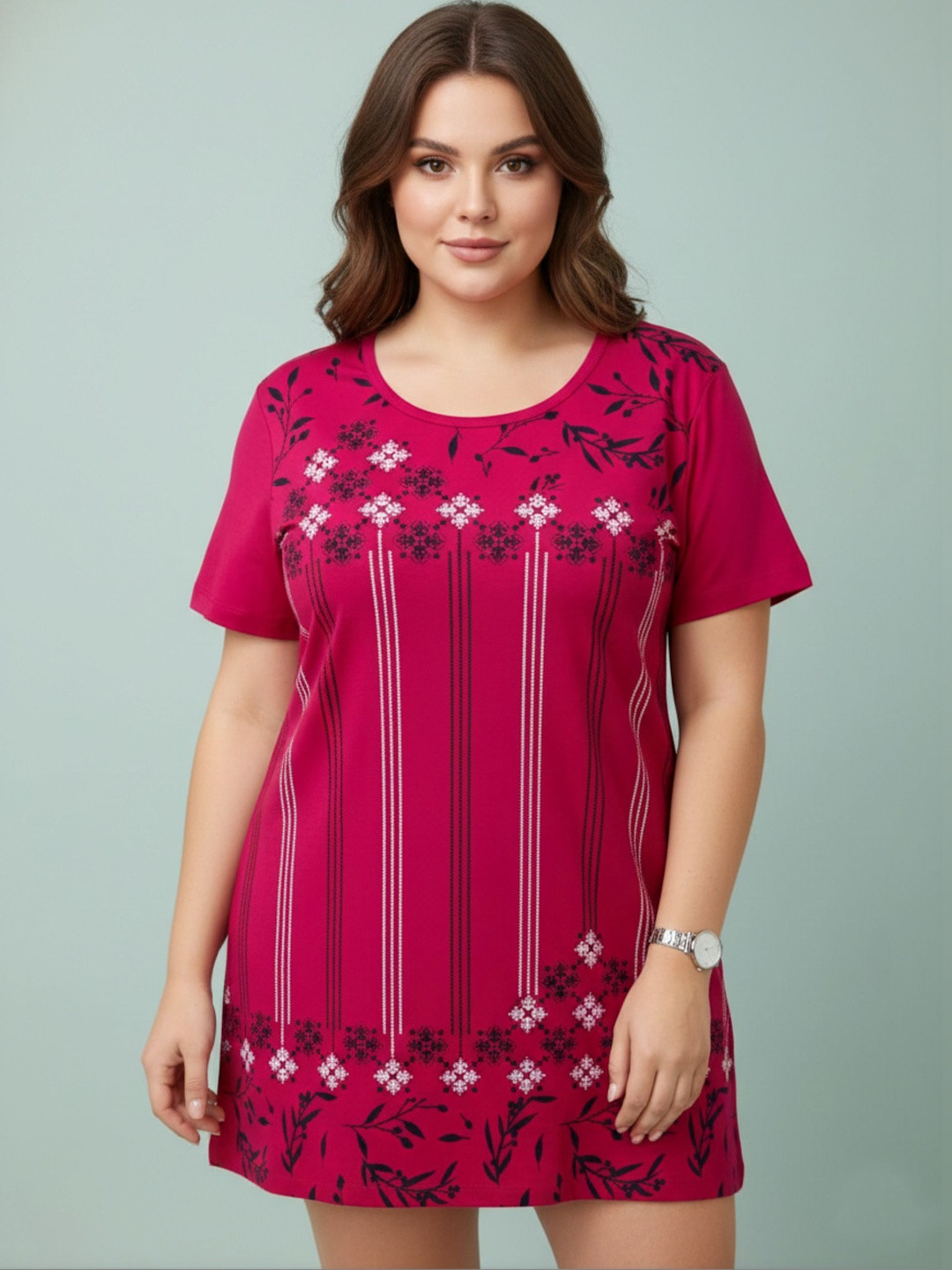 Sztori Floral Print Cotton Blend Top