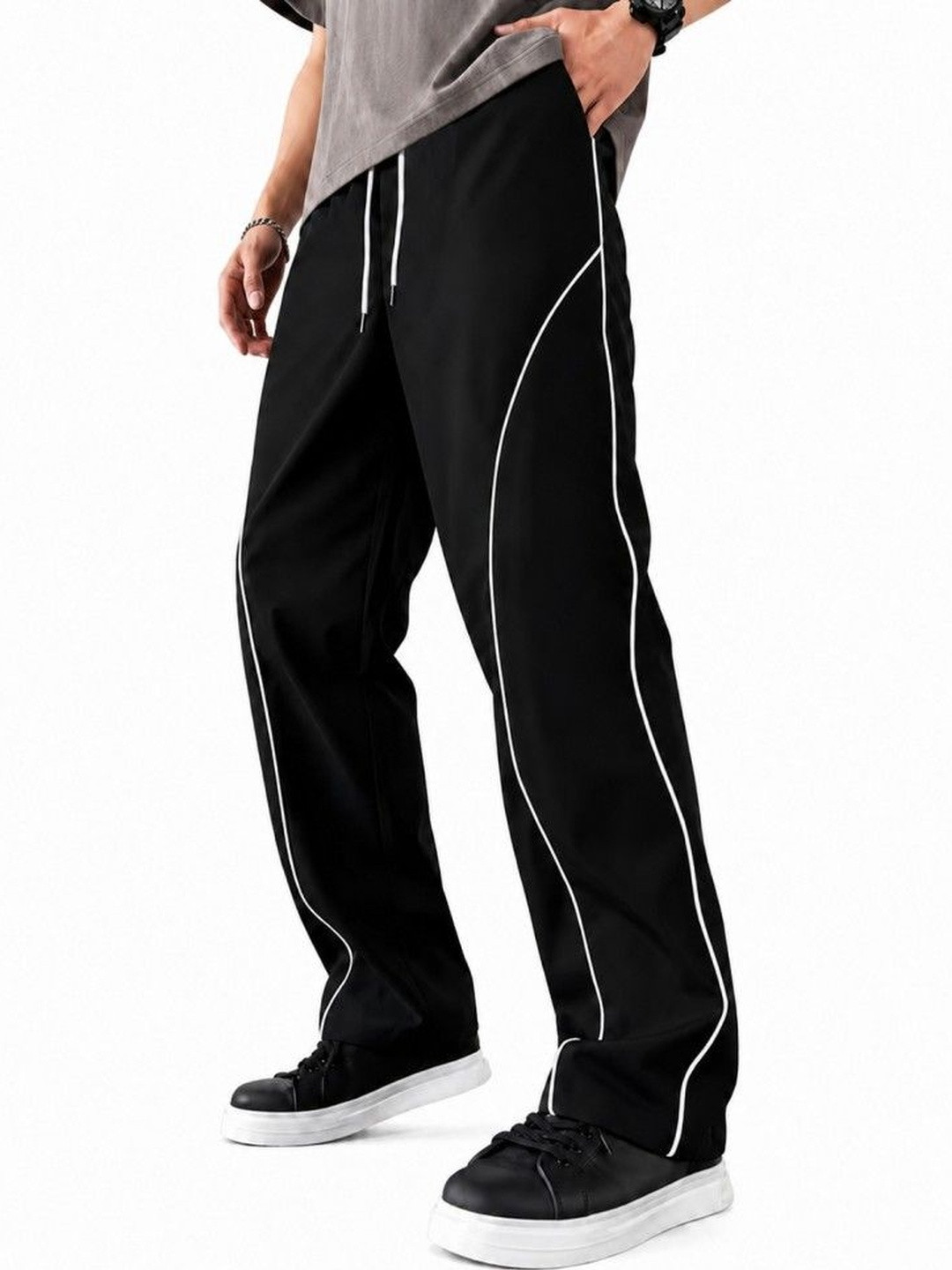 Netclick Men Straight Fit Colourblocked Track Pants