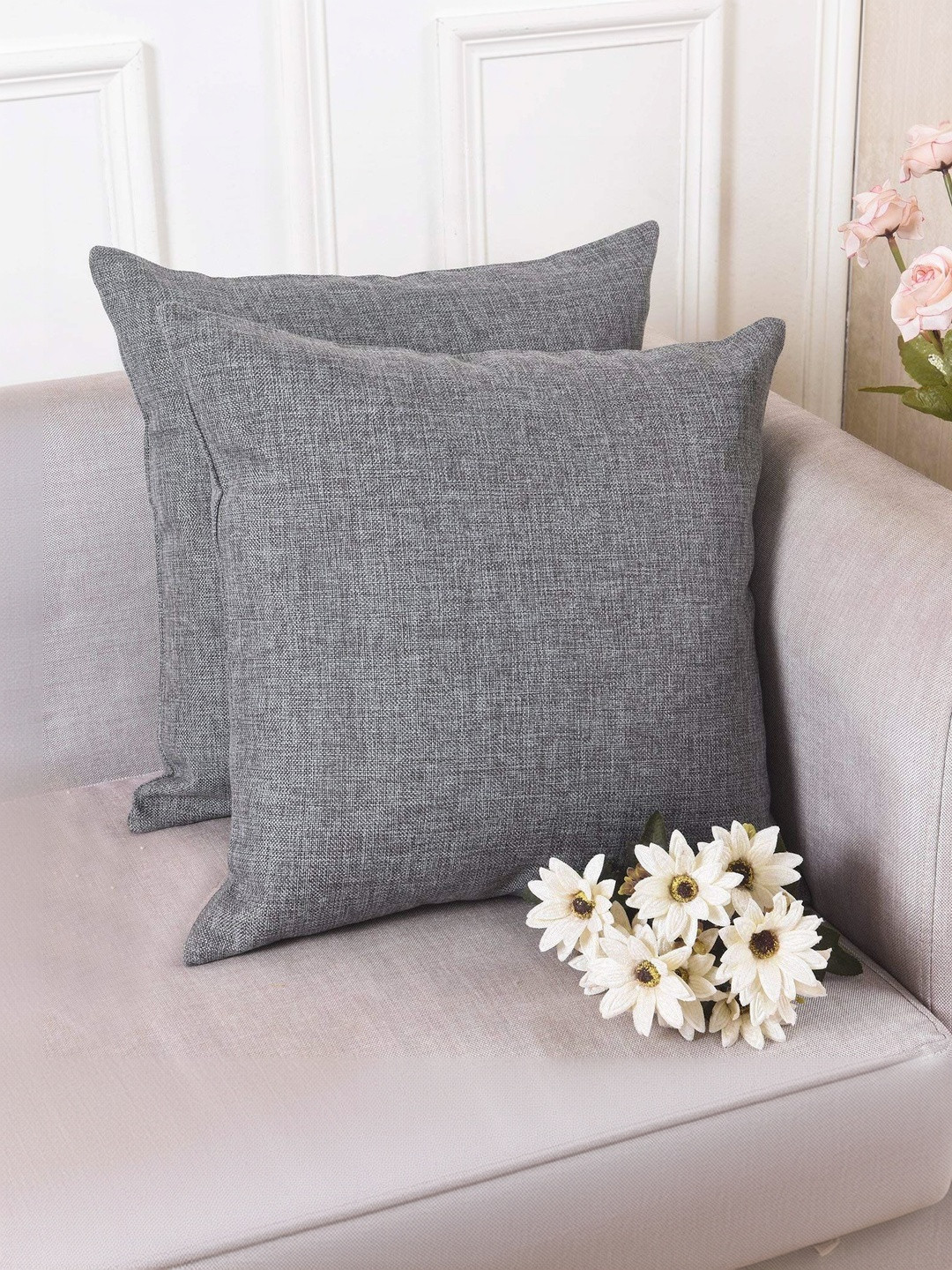 Khooti Grey Set of 2 Square Cushion Covers