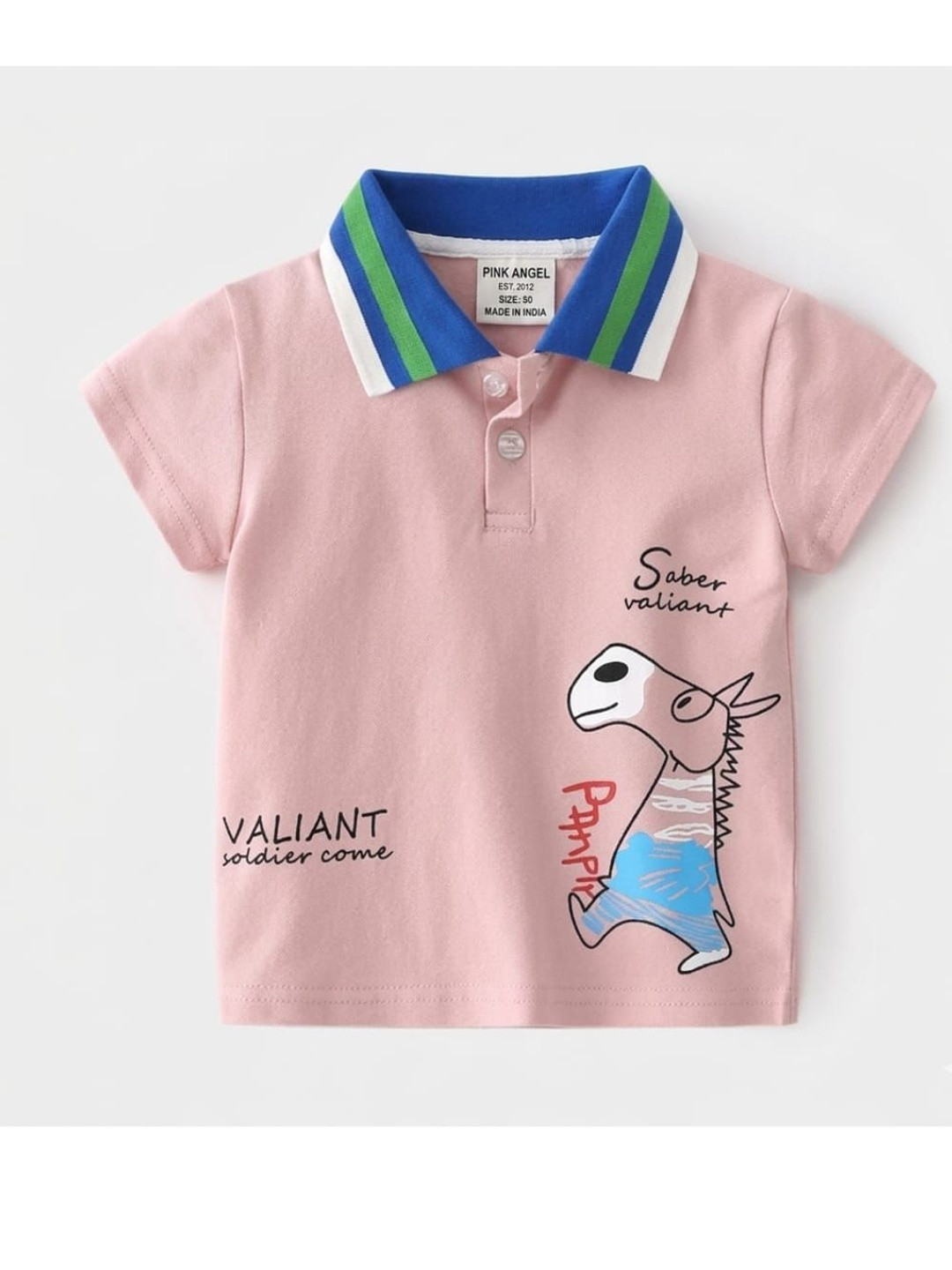 Pink Angel Kids Archie Printed Polo Collar T-shirt