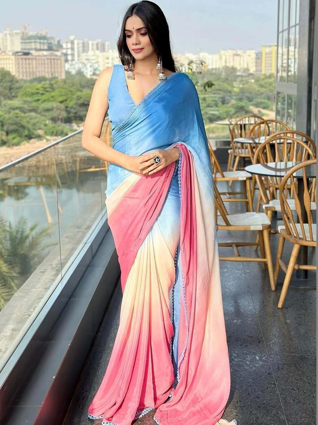 AVANTIKA FASHION Ombre Pure Georgette Saree