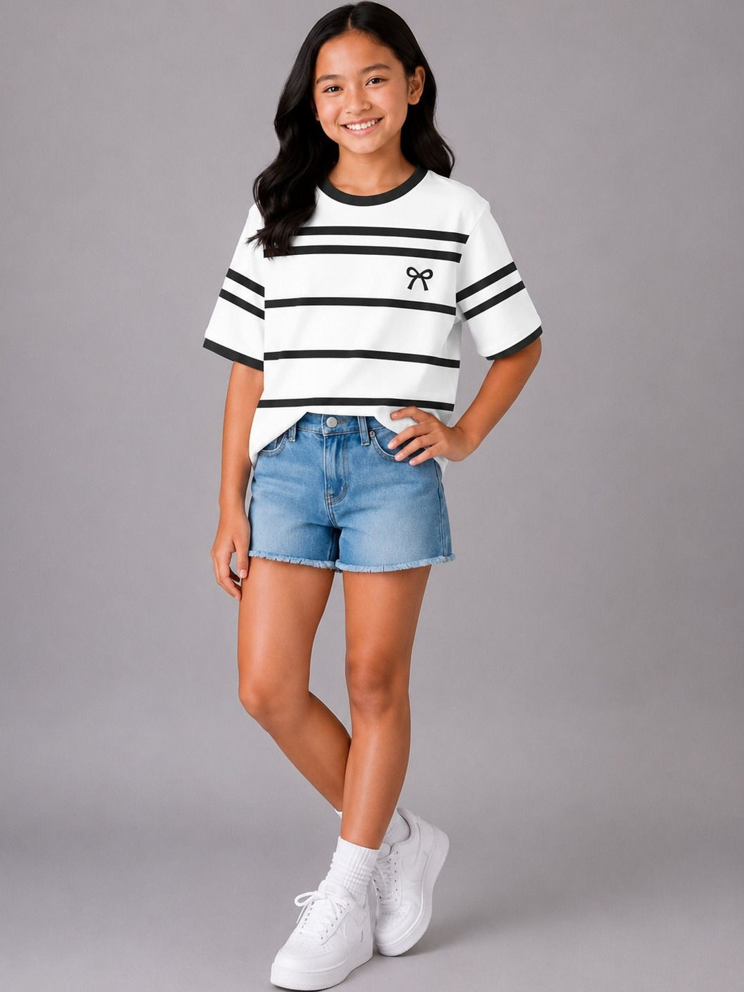 Pixel Punk Girls Striped Bio Finish T-shirt