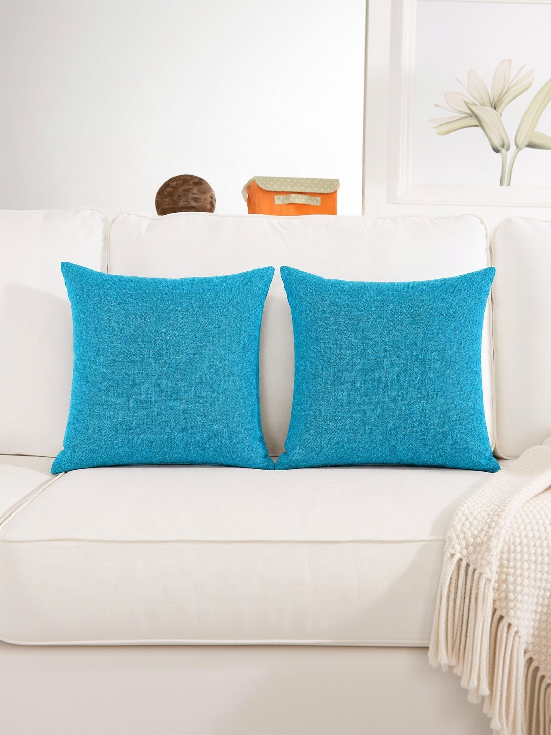 Khooti Blue Set of 2 Square Cushion Covers
