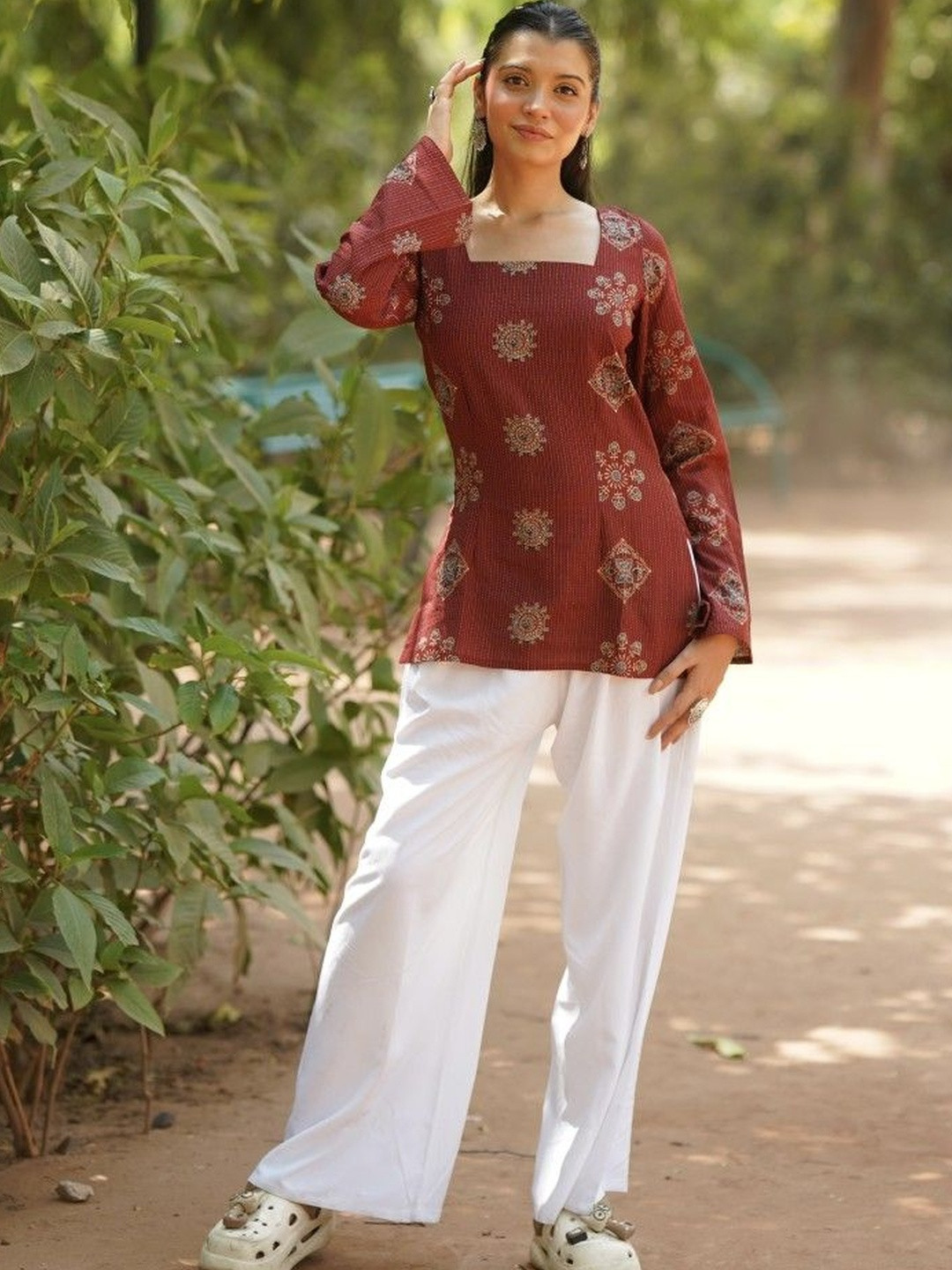 BENPANI Ethnic Motifs Printed Square Neck Kurti