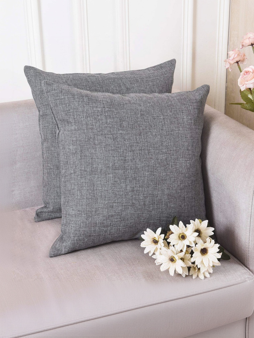 Khooti Grey Set of 2 Square Cushion Covers