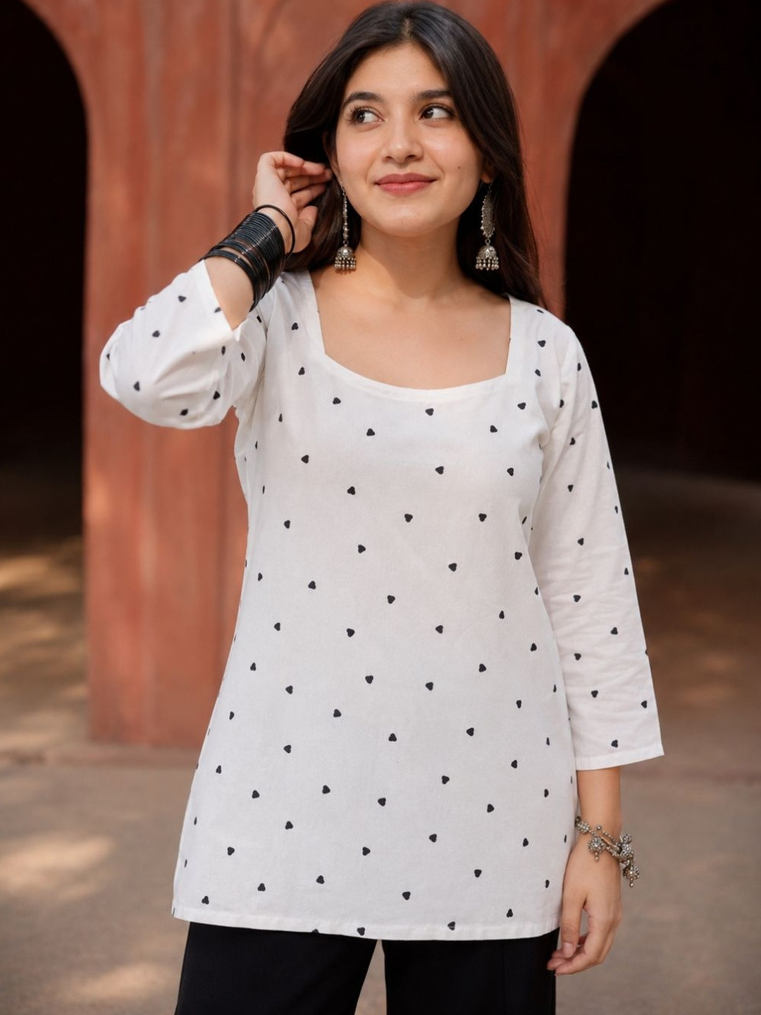 TWINS LADY Printed Square Neck Kurti