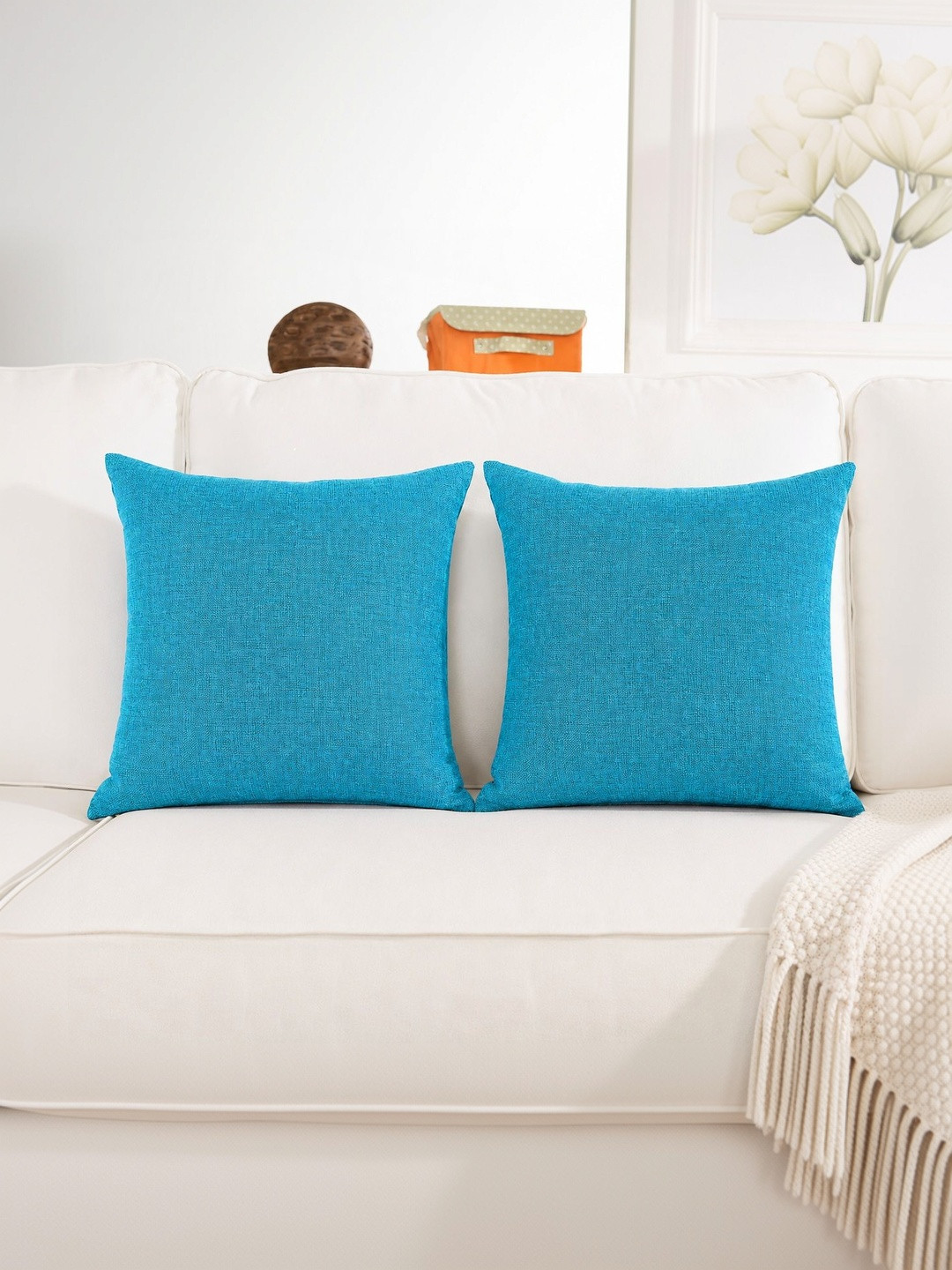 Khooti Blue Set of 2 Square Cushion Covers