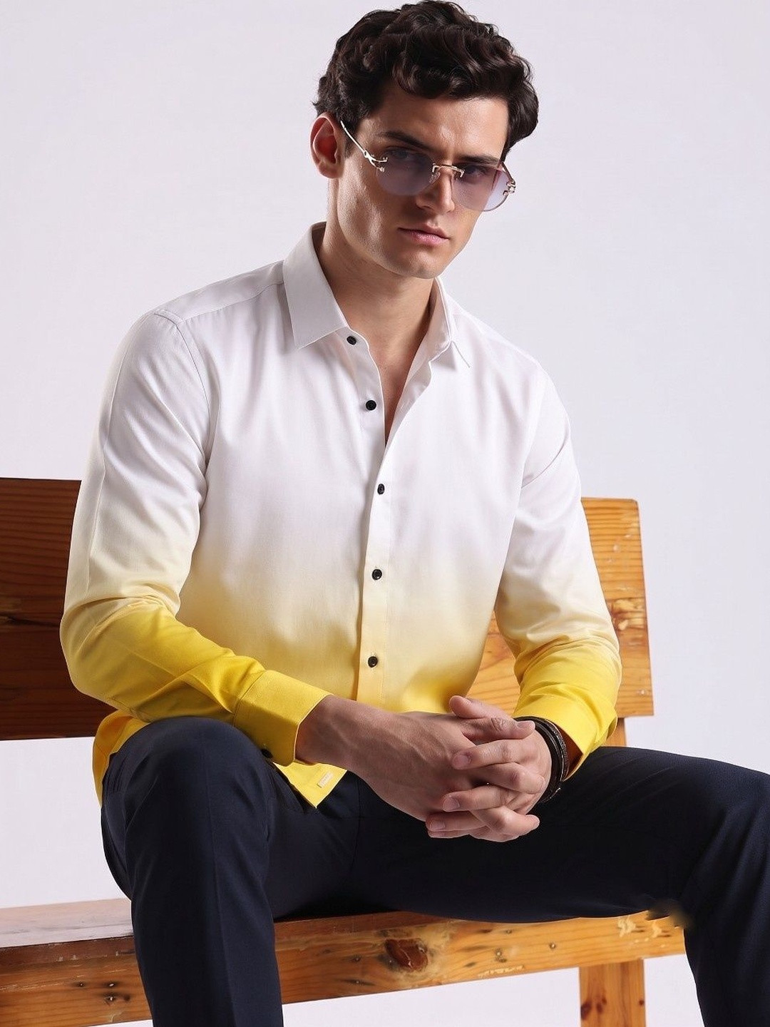 VELKYNOX Men Comfort Ombre Casual Shirt