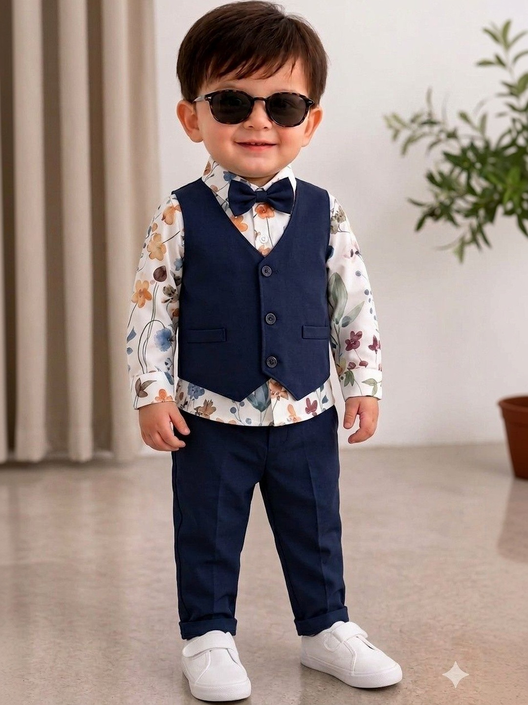 NEMI CREATION Boys Printed Shirt with Trousers
