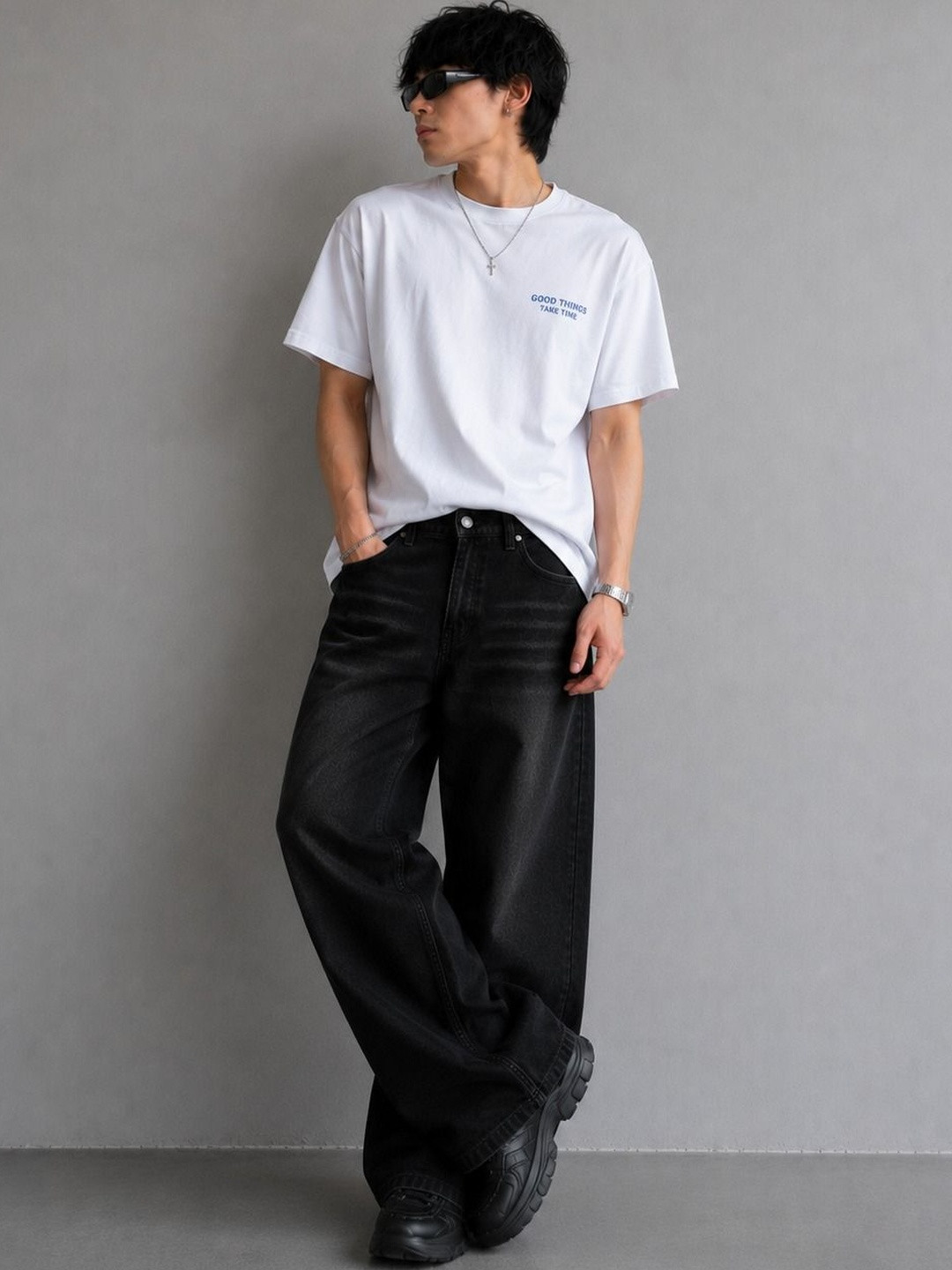 Line out line Men Wide Leg Mid-Rise Jeans