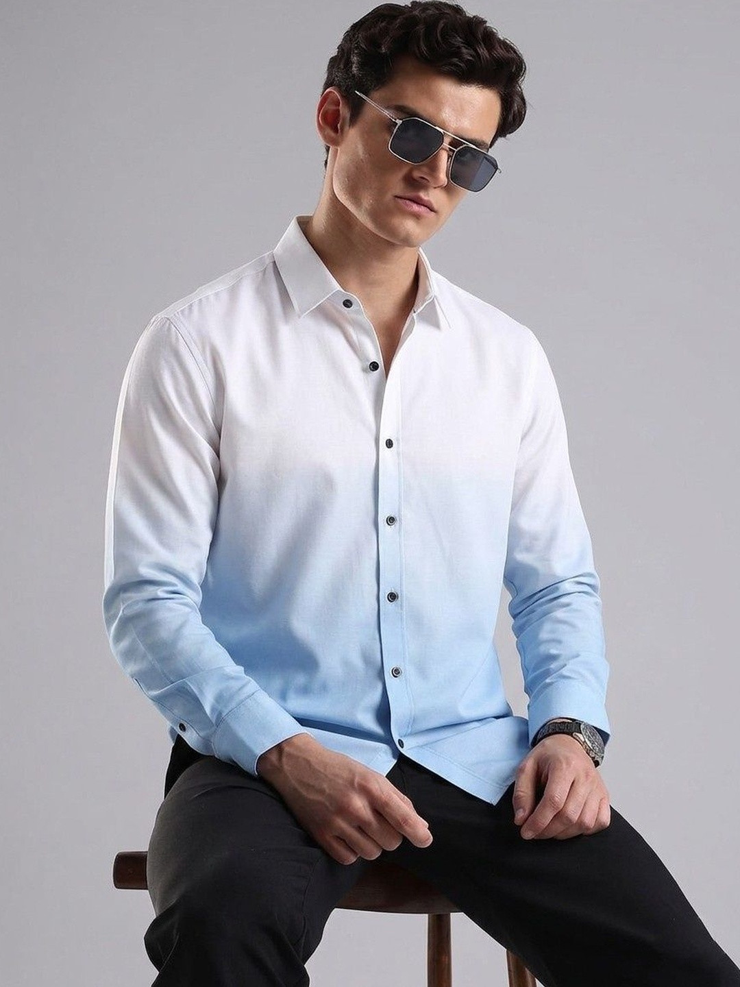VELKYNOX Men Comfort Ombre Casual Shirt