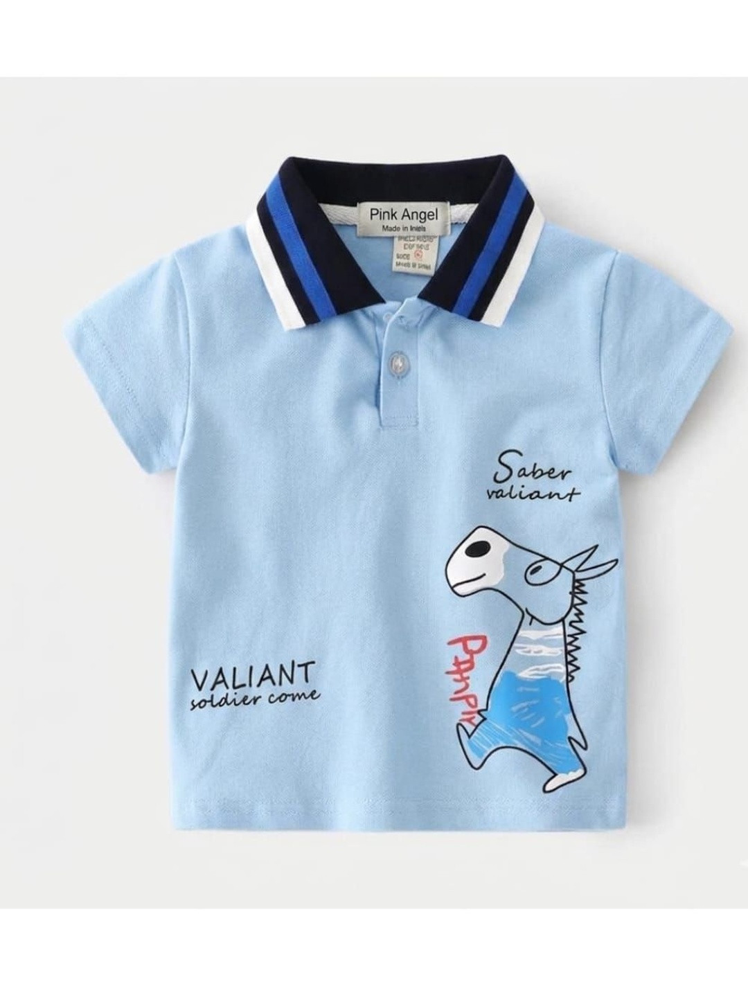 Pink Angel Kids Archie Printed Polo Collar T-shirt