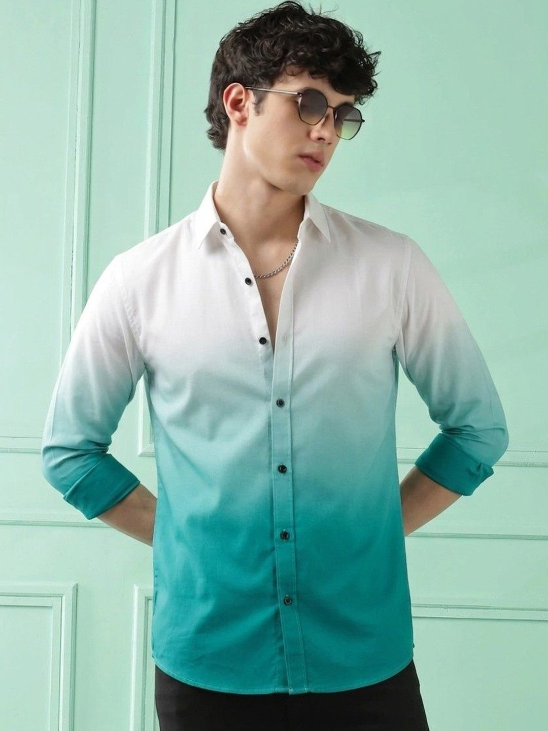 VELKYNOX Men Comfort Ombre Casual Shirt