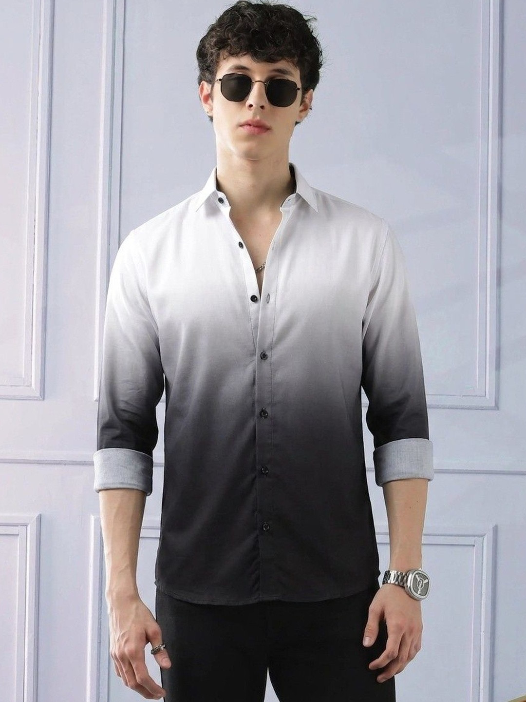 VELKYNOX Men Comfort Ombre Casual Shirt
