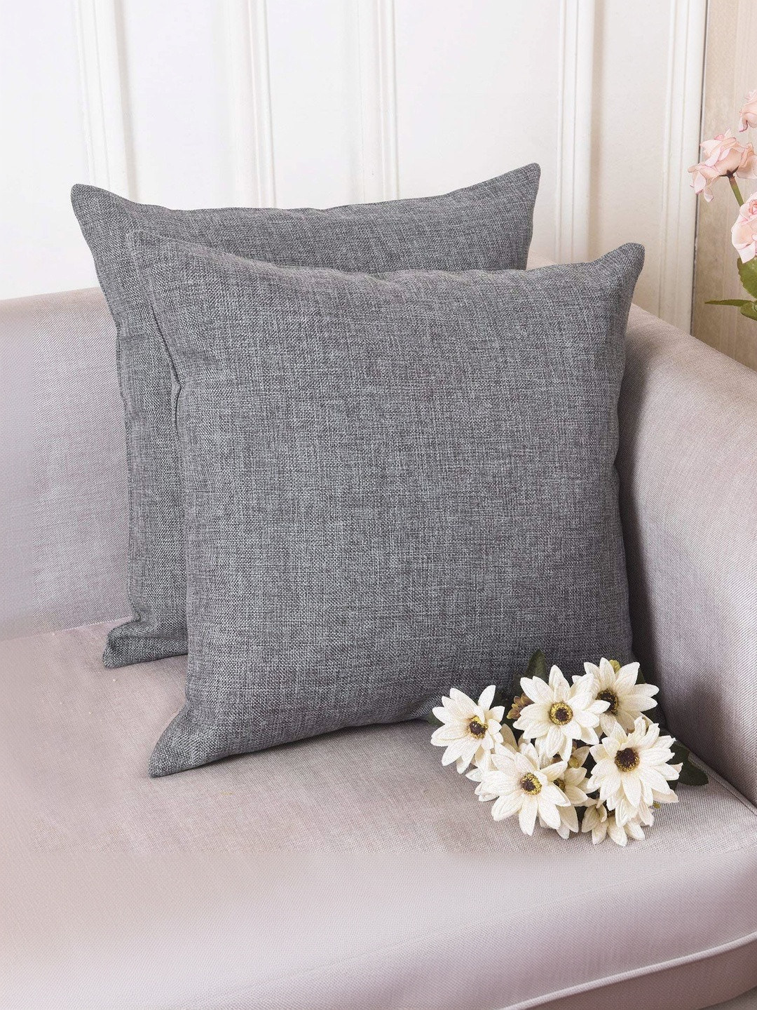 Khooti Grey Set of 2 Square Cushion Covers
