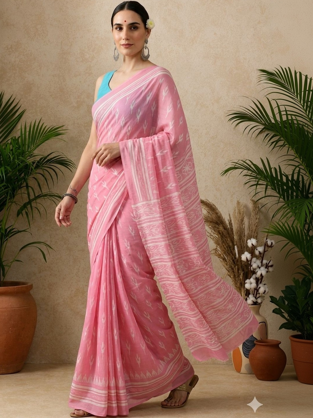 Anouk Woven Design Pure Cotton Fusion Saree