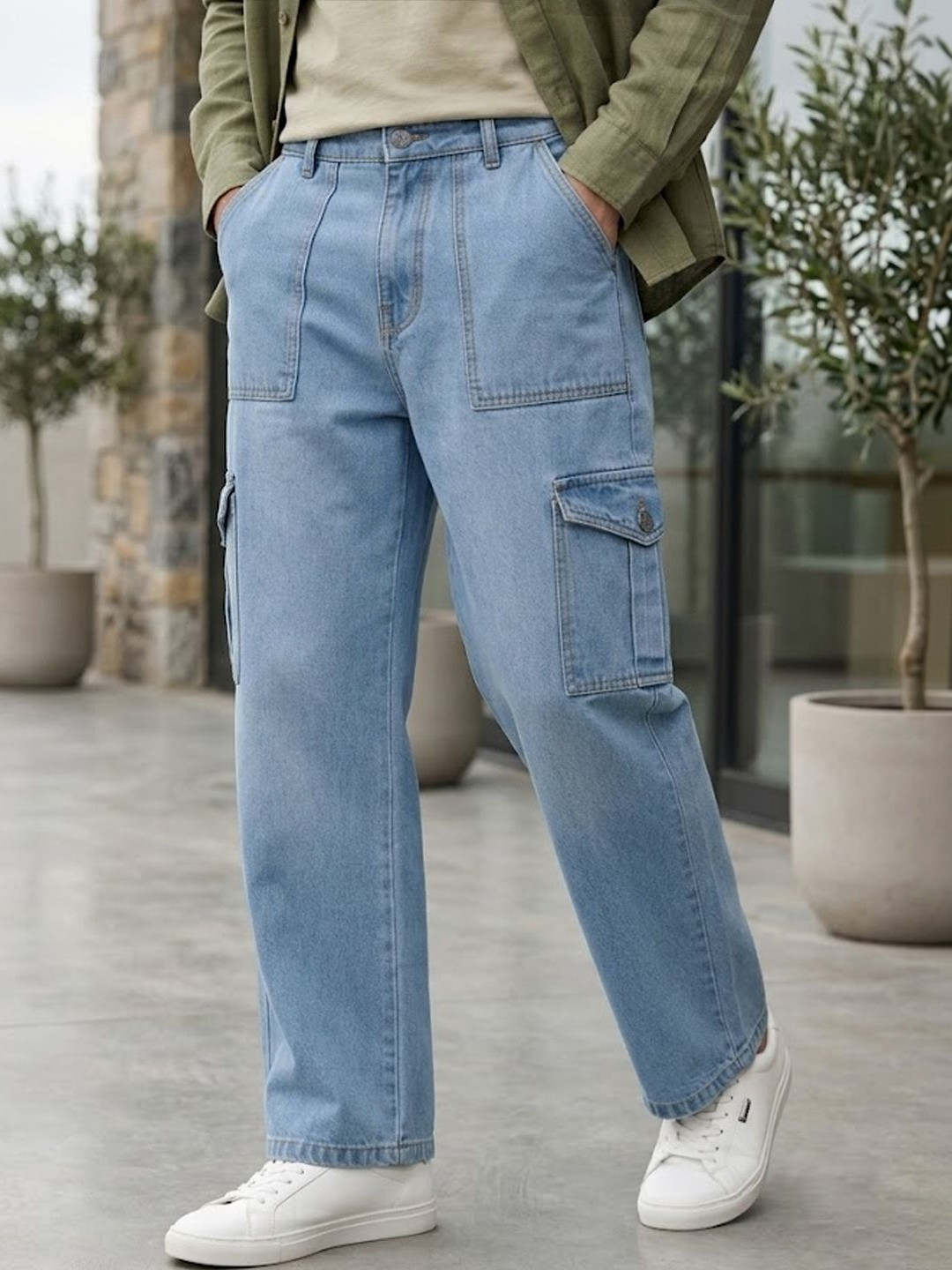 Urbano Fashion Men Loose Fit Non-Stretchable Cargo Jeans