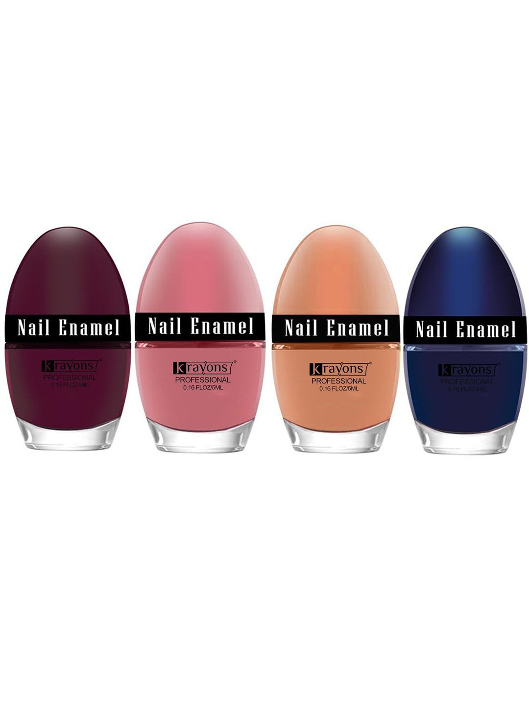 krayons Professional Set Of 4 High Shine Glossy Nail Paint - 5ml each