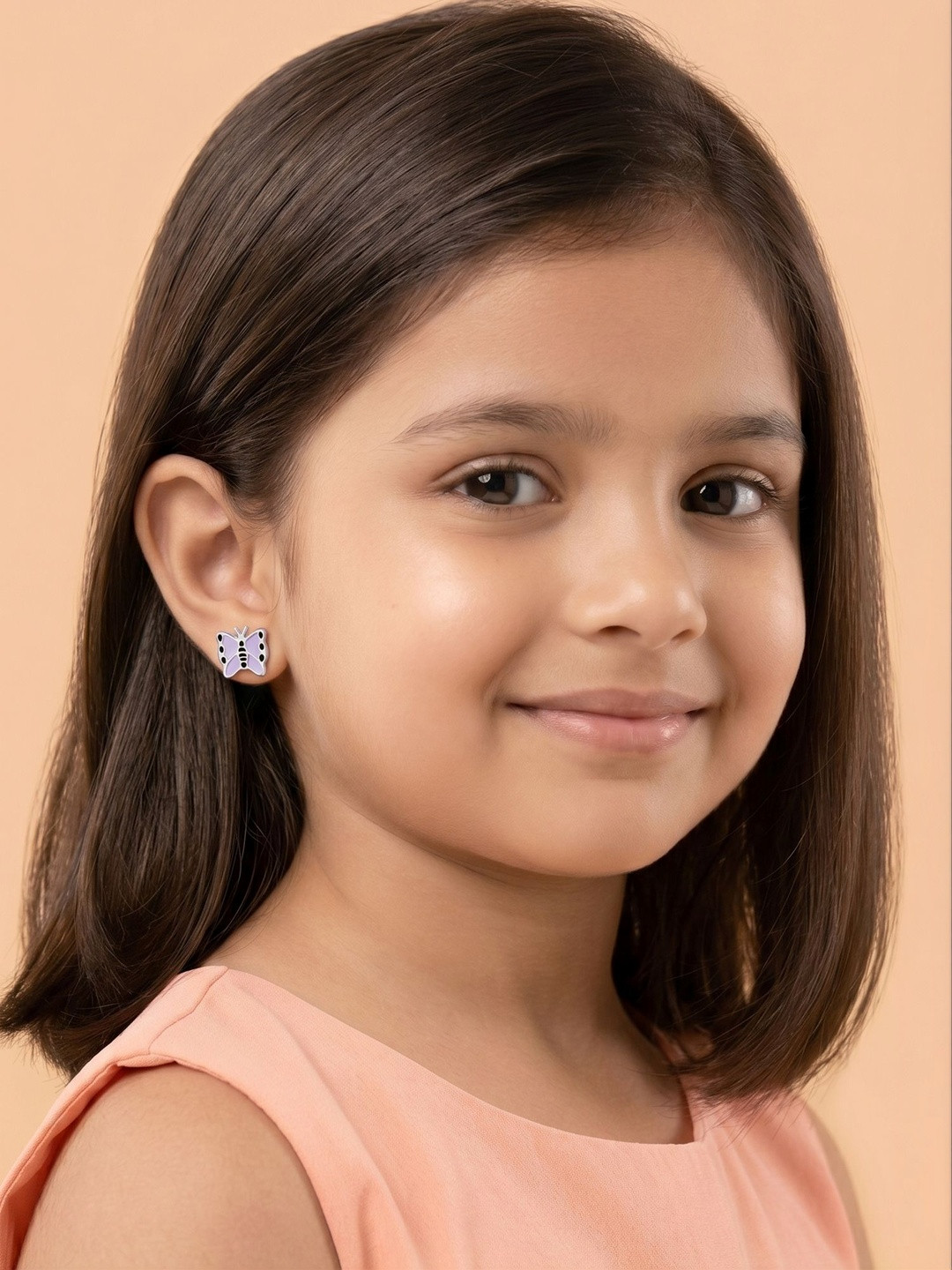 925 SILLER 925 Pure Silver Butterfly Inspired Stud Earrings