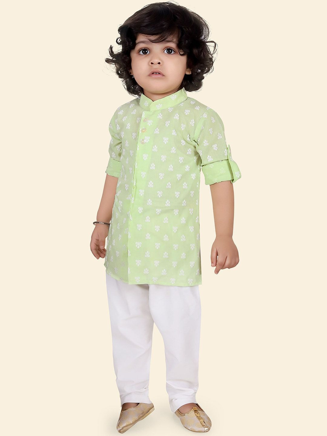 Ethniks Neu-Ron Boys Ethnic Motifs Printed Straight Pure Cotton Kurta with Pyjamas