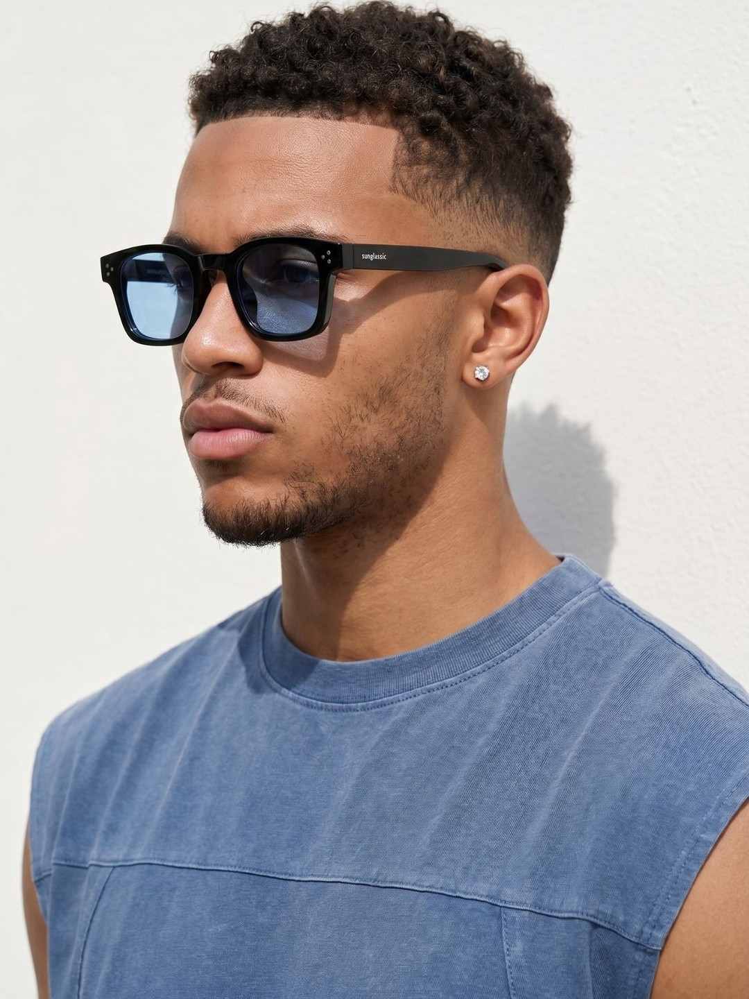 SUNGLASSIC Unisex Wayfarer Sunglasses with UV Protected Lens  VAN - Ares-Black-Blue-Blue