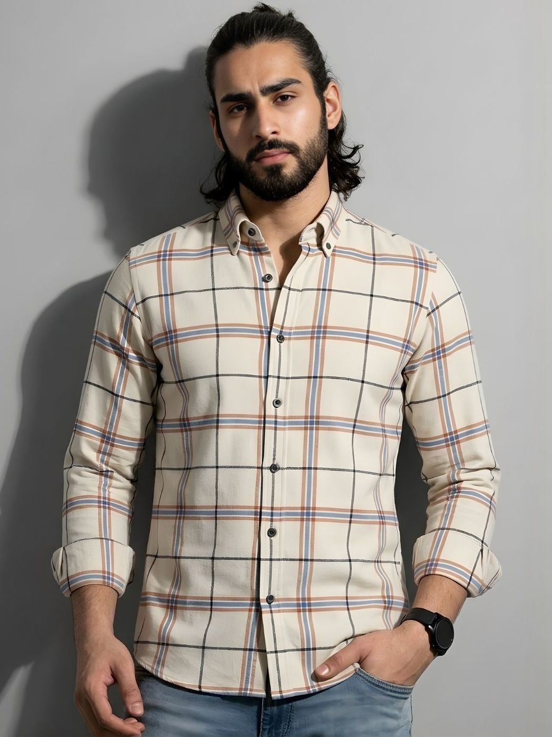 UNIQSOME Men Tartan Checks Checked Casual Shirt