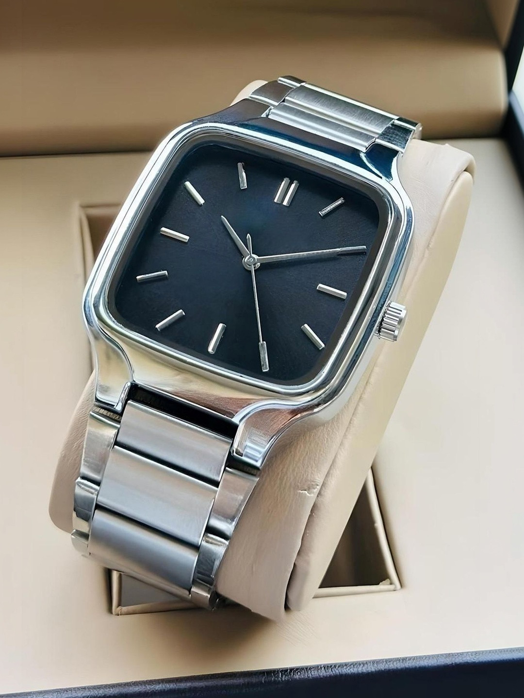Moda Rapido Men Brass Dial & Stainless Steel Straps Analogue Multi Function Watch M R Square02 Black