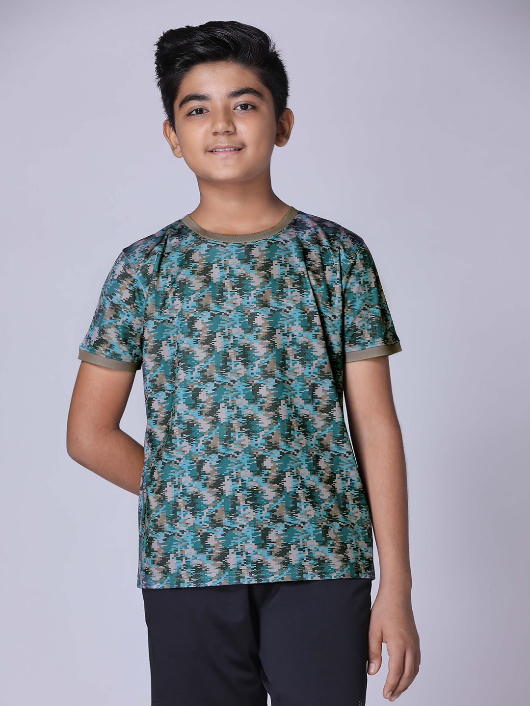 UMILDO Boys Abstract Printed Round Neck Polyester Tshirt