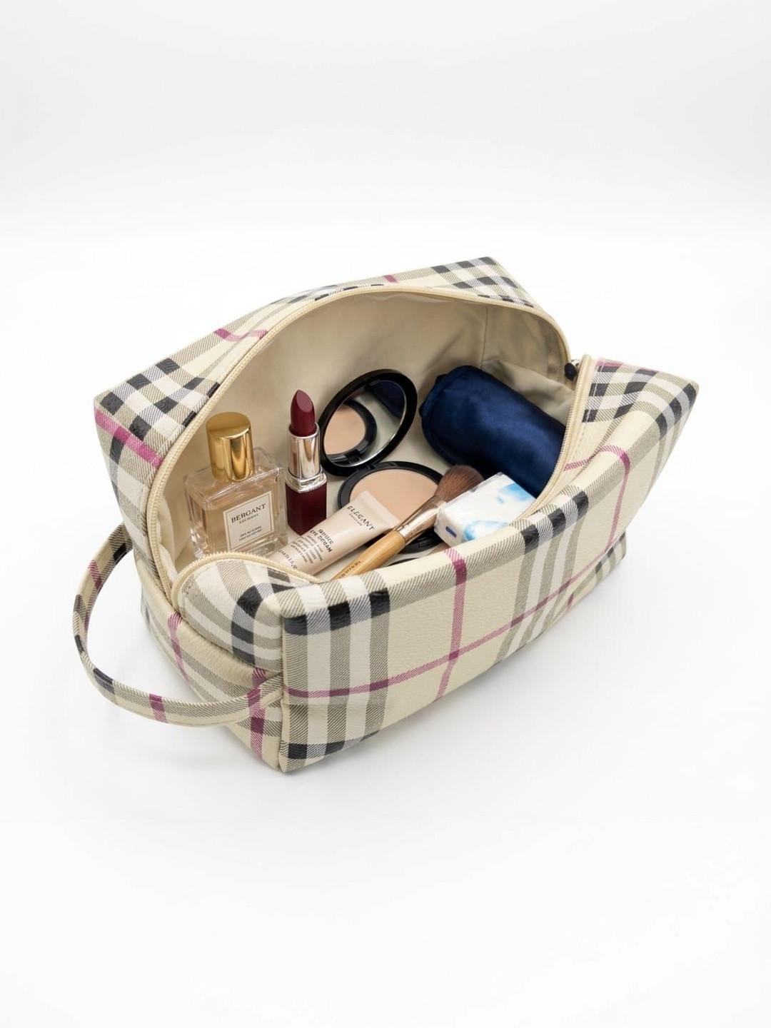 KUJRA Checked Compact Pouch Travel Accessory