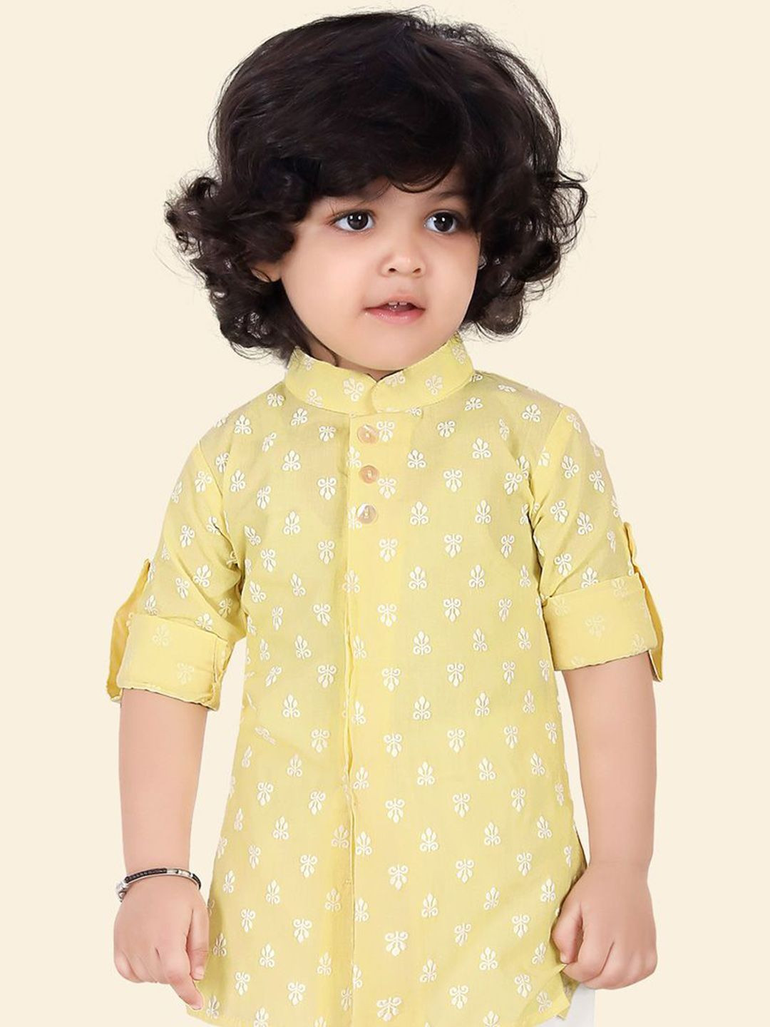 Ethniks Neu-Ron Boys Ethnic Motifs Printed Straight Pure Cotton Kurta with Pyjamas