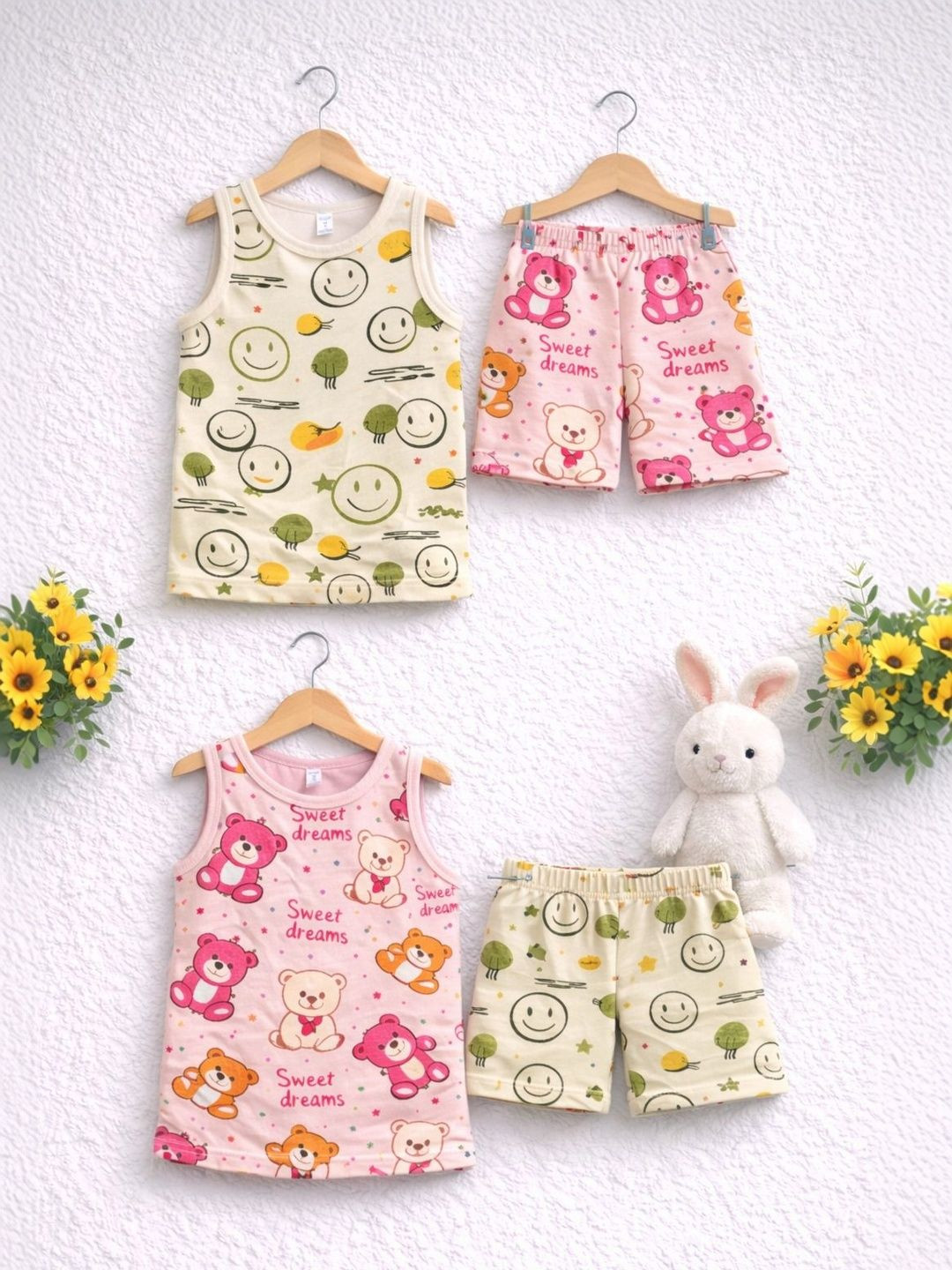 Sandoll Kids Pack Of 2 Printed Pure Cotton Top With Shorts