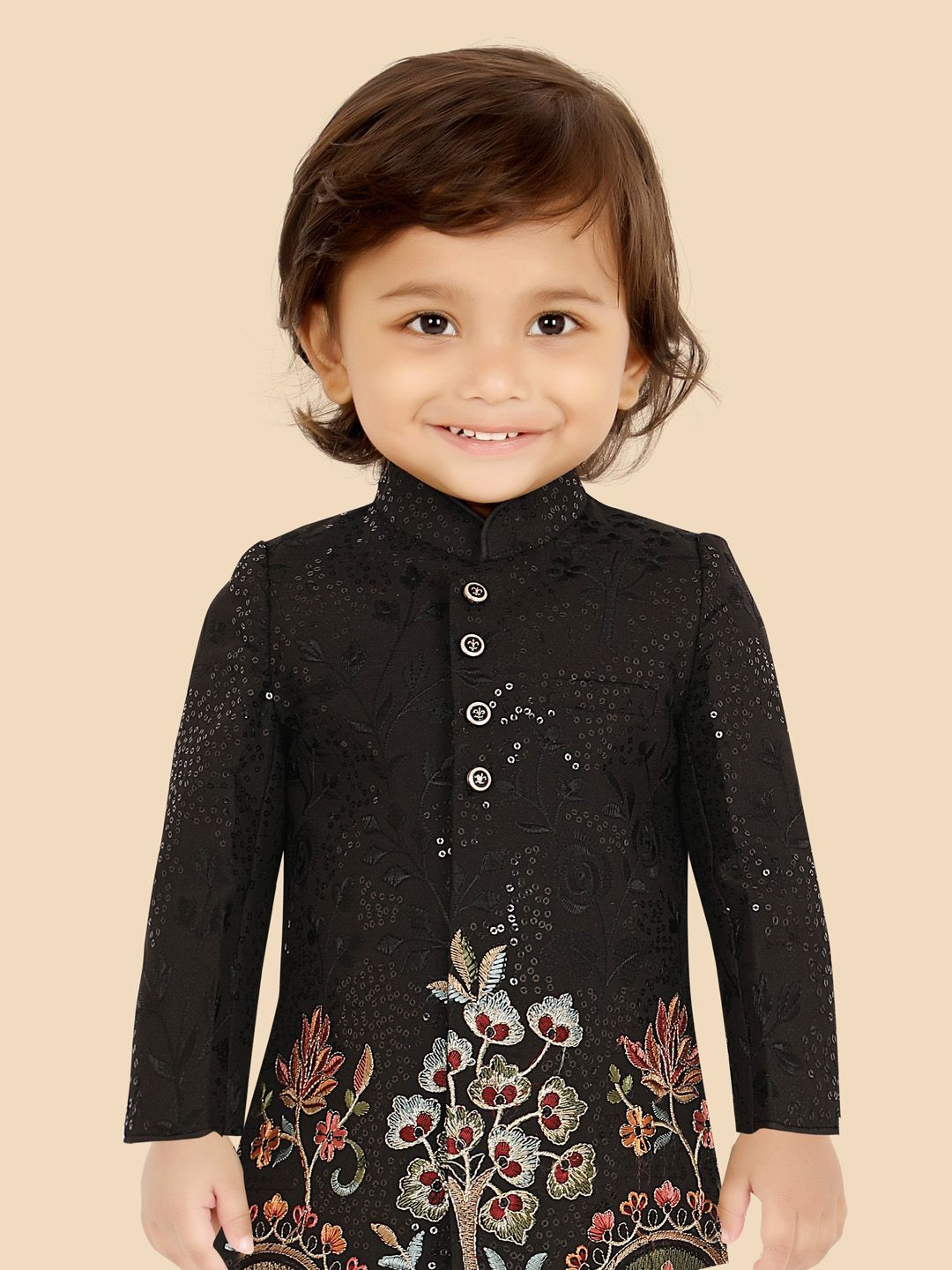 Ethniks Neu-Ron Boys Embroidered Mandarin Collar Kurta with Pyjama