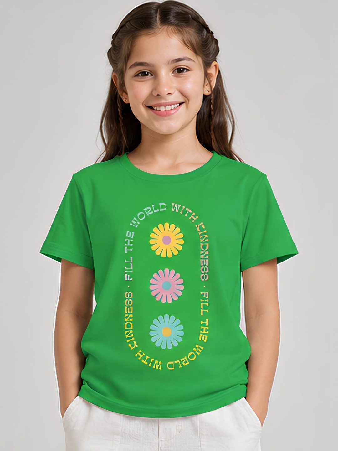 YAK YAK Girls Floral Printed T-shirt