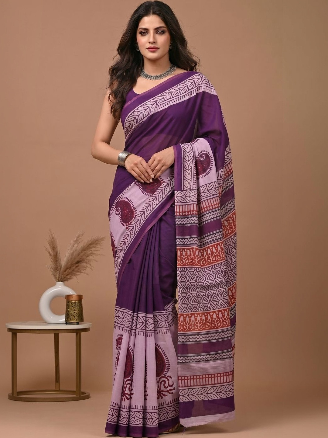 Anouk Paisley Pure Cotton Fusion Saree