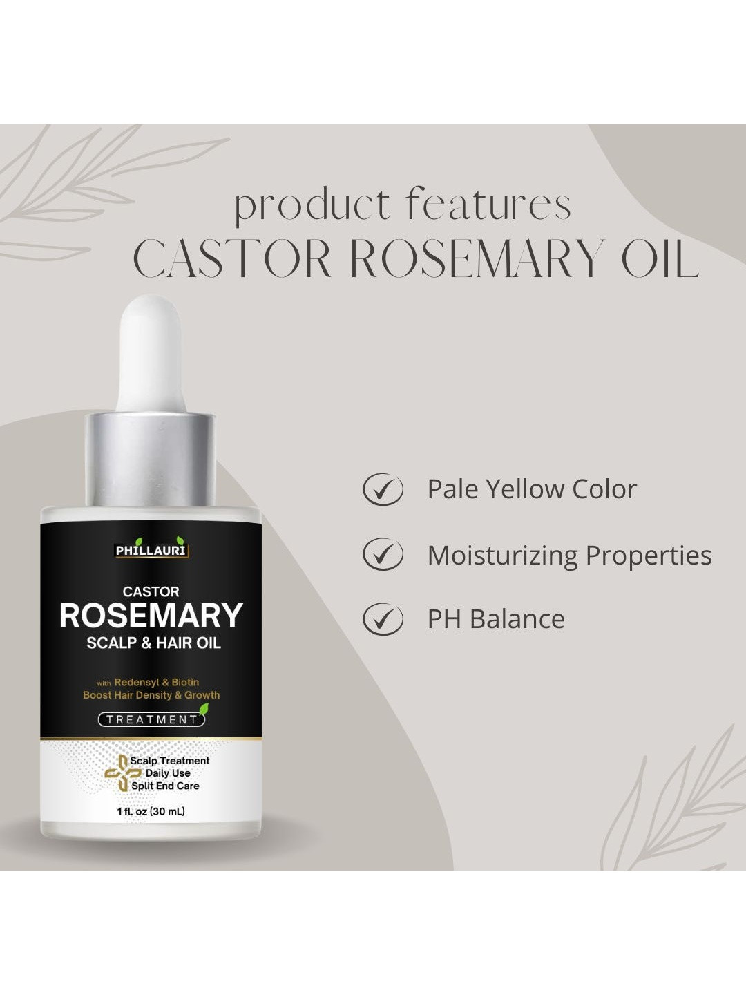 Phillauri Set Of 3 Castor Rosemary Scalp & Hair Oil For Boost Hair Growth-30ml Each