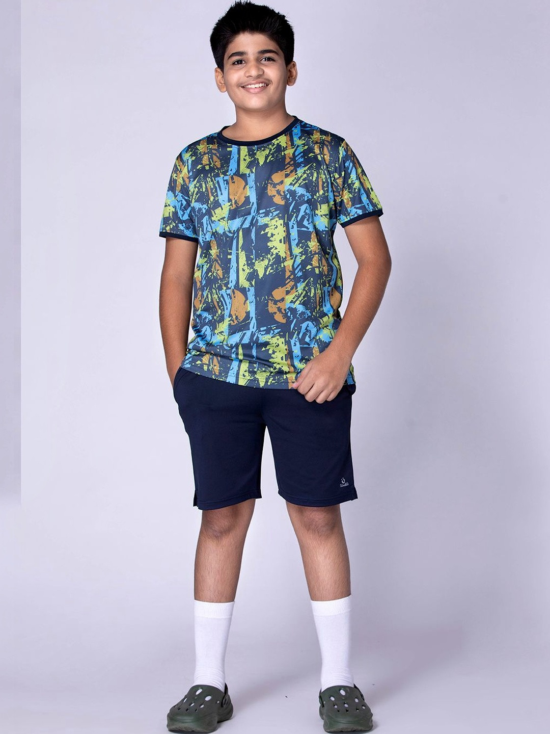 UMILDO Boys Abstract Printed Round Neck Polyester Tshirt