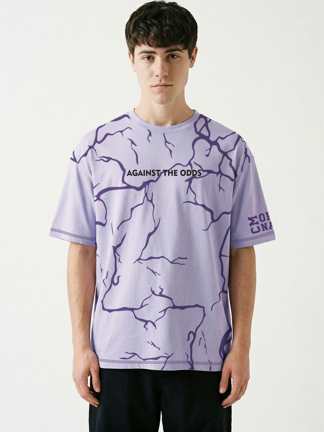 Crazymonk Men Printed Raw Edge T-shirt