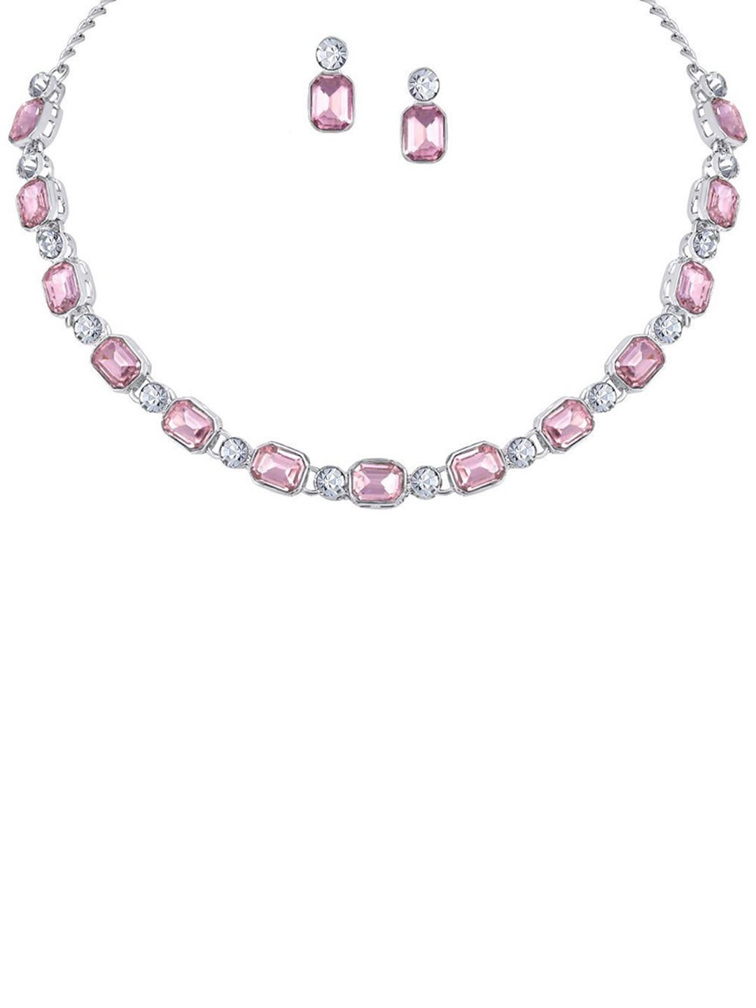 Atasi International Sliver Plated Artificial Stones Studded Jewellery Set