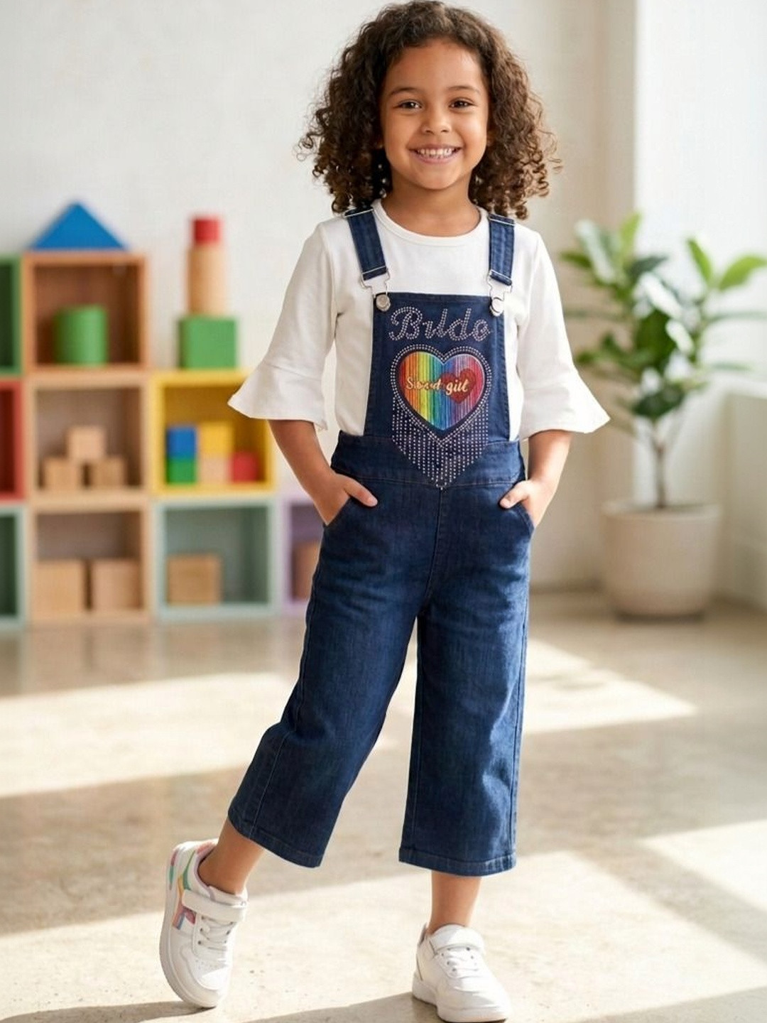 FARIHA FASHIONS Girls Embellished Ankle Length Dungarees