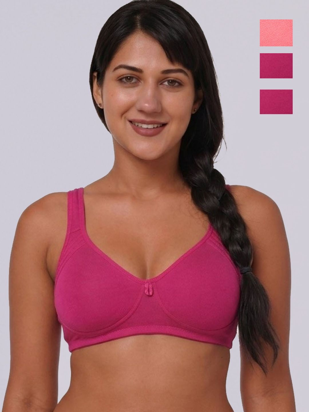 Inner Sense Pack of 3 Bamboo Cotton Everyday Non-Padded Encircled Side Support bra