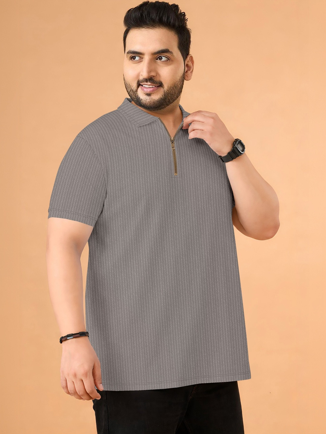 HERE&NOW Men Polo Collar T-shirt
