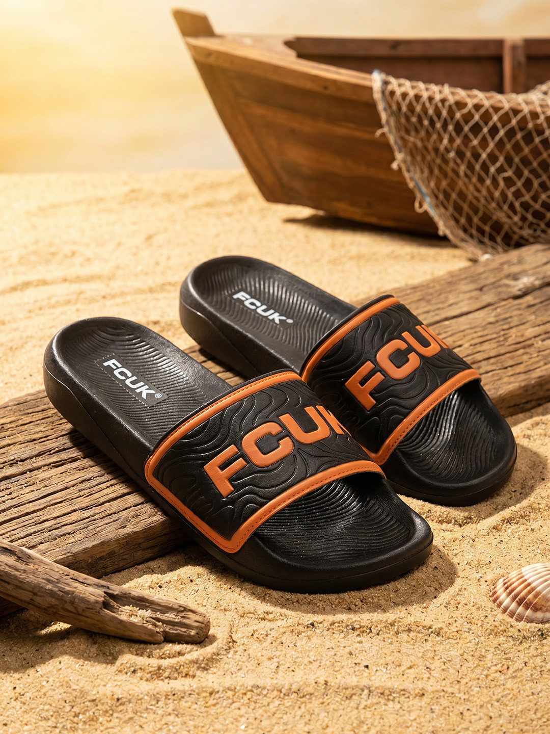 FCUK Men Self Design Sliders