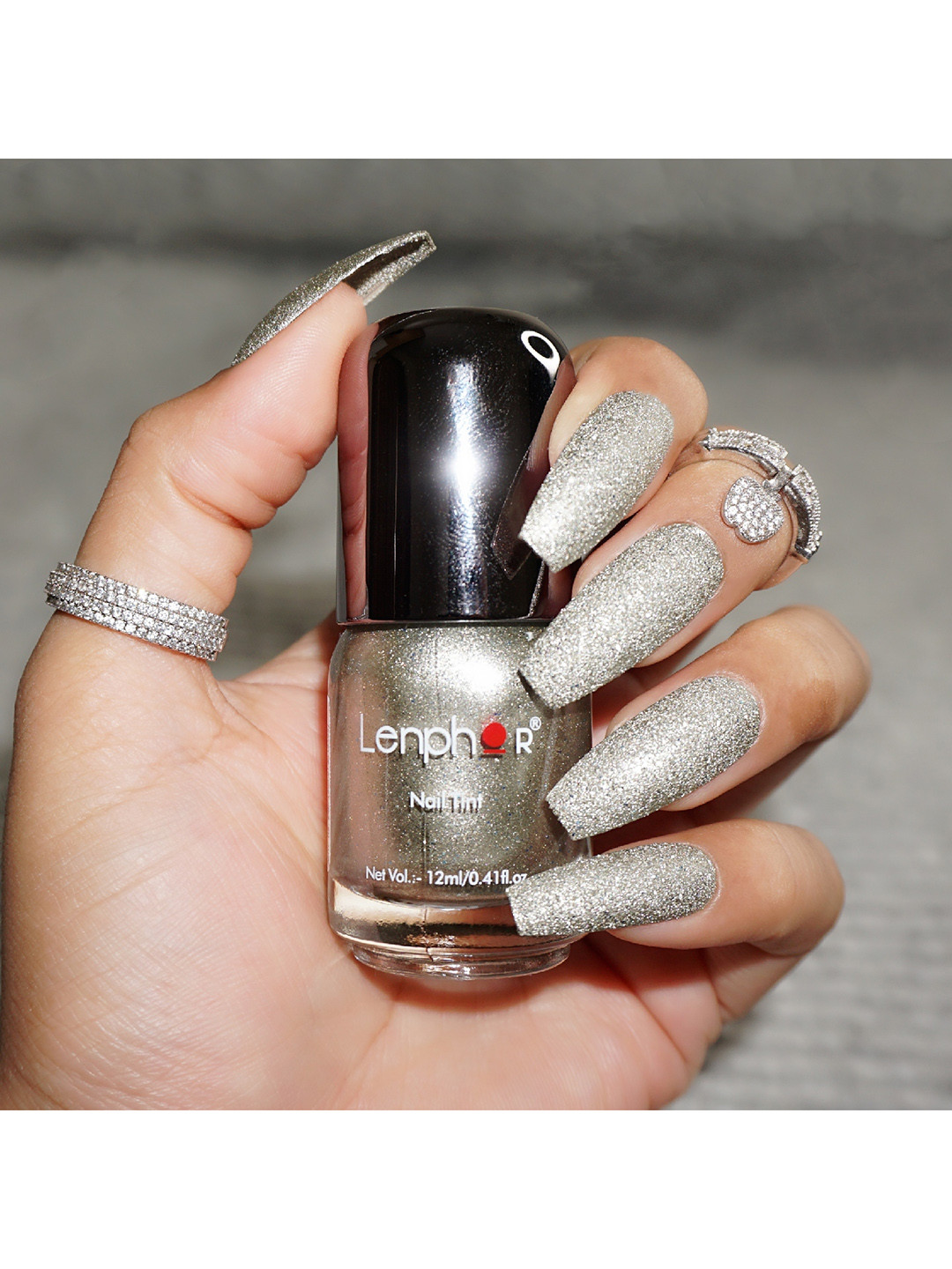 Lenphor Glitter Long-Lasting Nail Tint 12ml - Silver Linings 013