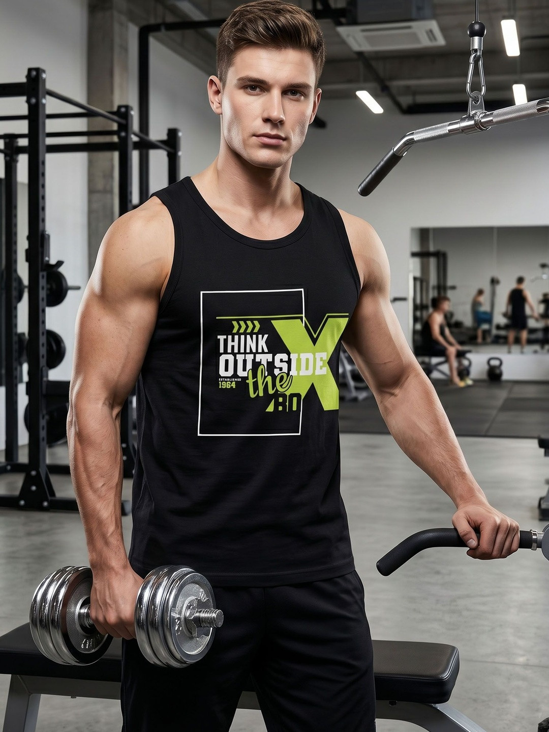 T.T. Printed Cotton Gym Vest