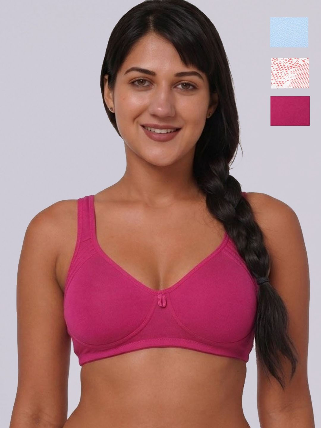 Inner Sense Pack of 3 Bamboo Cotton Everyday Non-Padded Encircled Side Support bra